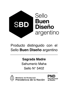 Sello Buen Diseño argentino — Sagrada Madre, Sahumerio Maha, seal N° 5402, Ministerio de Producción, National Design Plan (PND).