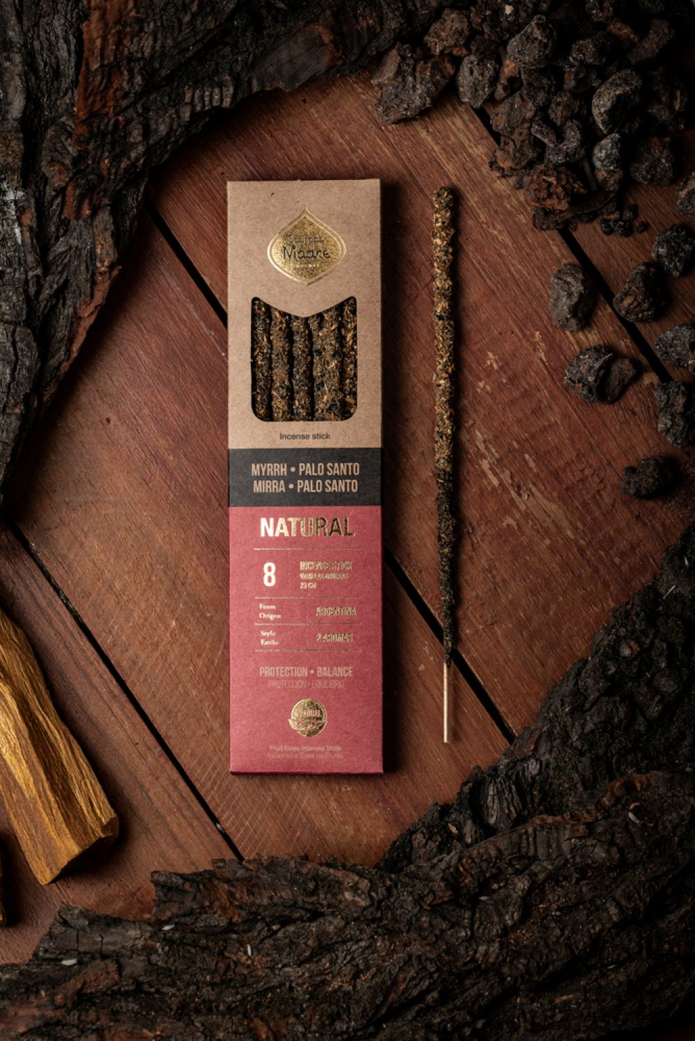 Incienso Natural dos aromas Mirra - Palo Santo